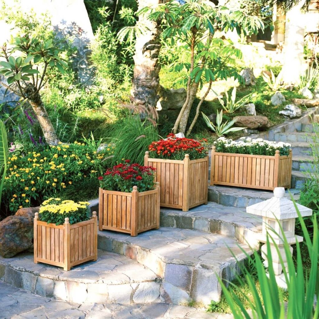 teak garden planter boxes